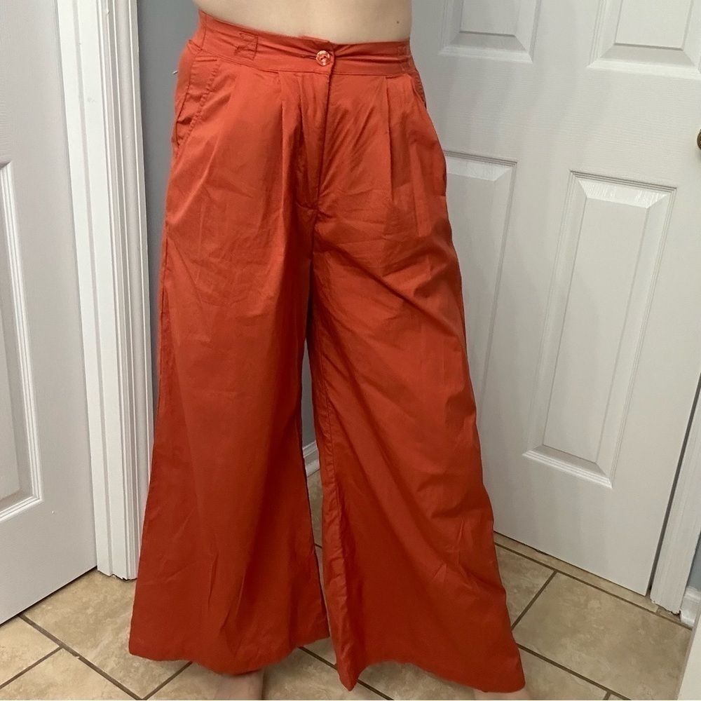 Young Fabulous & Broke Pants Flare Wide Leg Orange Cotton Boho Size Extra Small